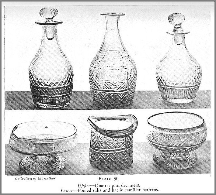 Small decanters and footed salts